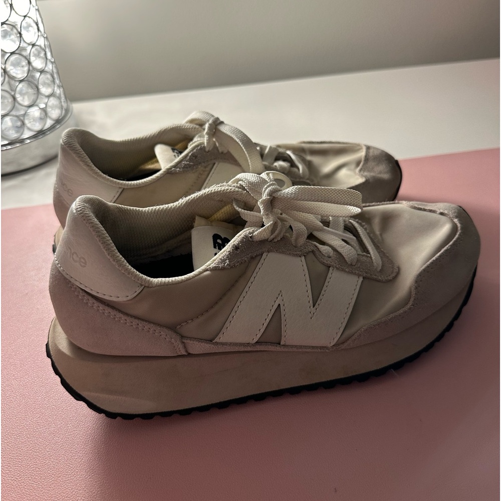 New Balance Cream and White Sneakers